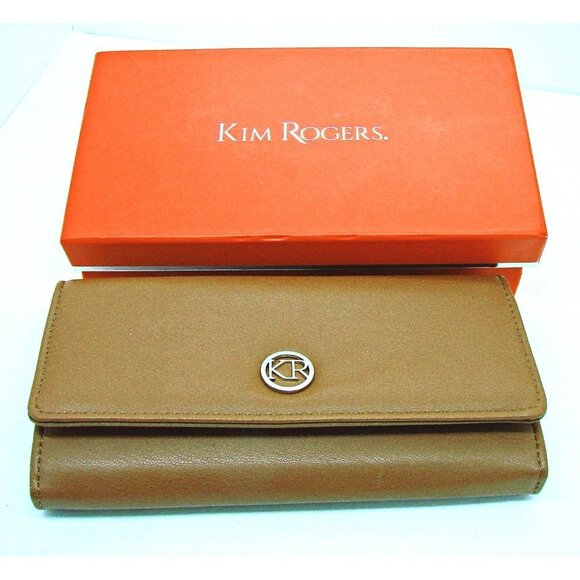 Kim Rogers Full Functional Clutch Wallet With Safe Keeper Liner RFID Cognac NIB - Picture 1 of 11